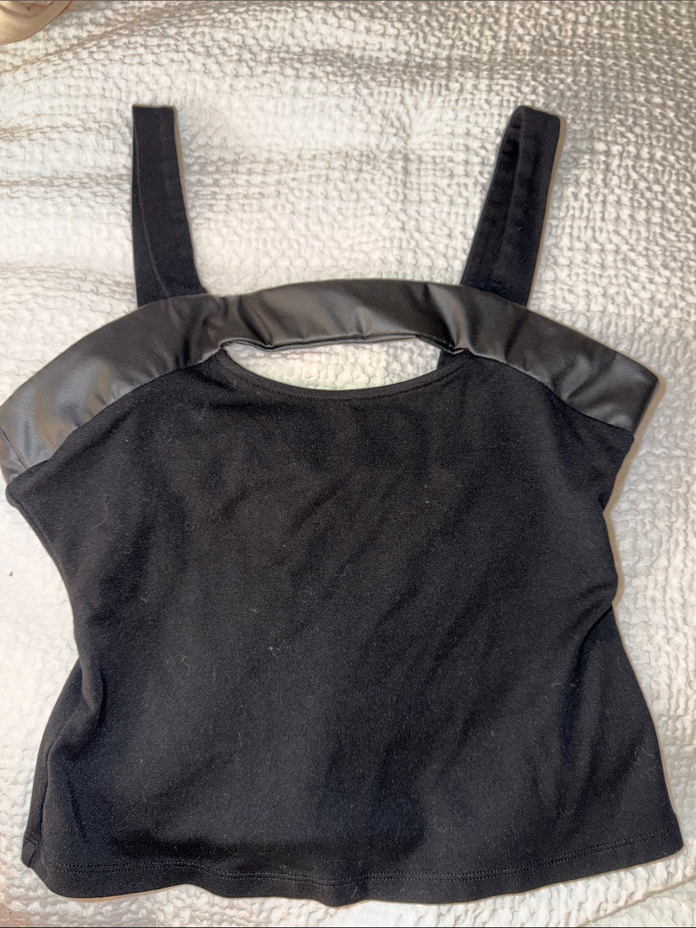 Maeve by Anthropologie Black Faux-Leather Trim Tank Top